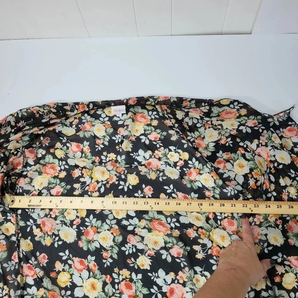 LULAROE Floral Open Front Duster Semi Sheer Cardigan Sz M - Picture 10 of 12